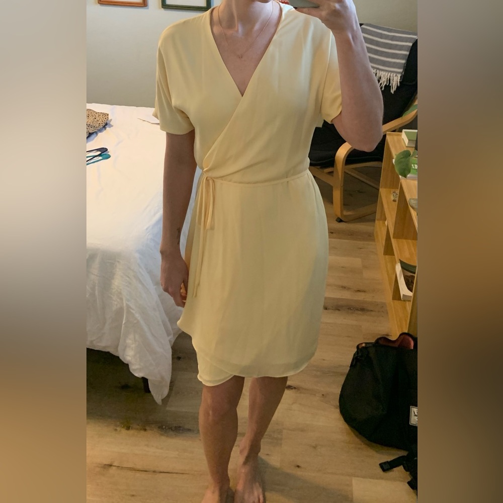 SOLD Aritzia yellow wrap dress, size medium, NWOT